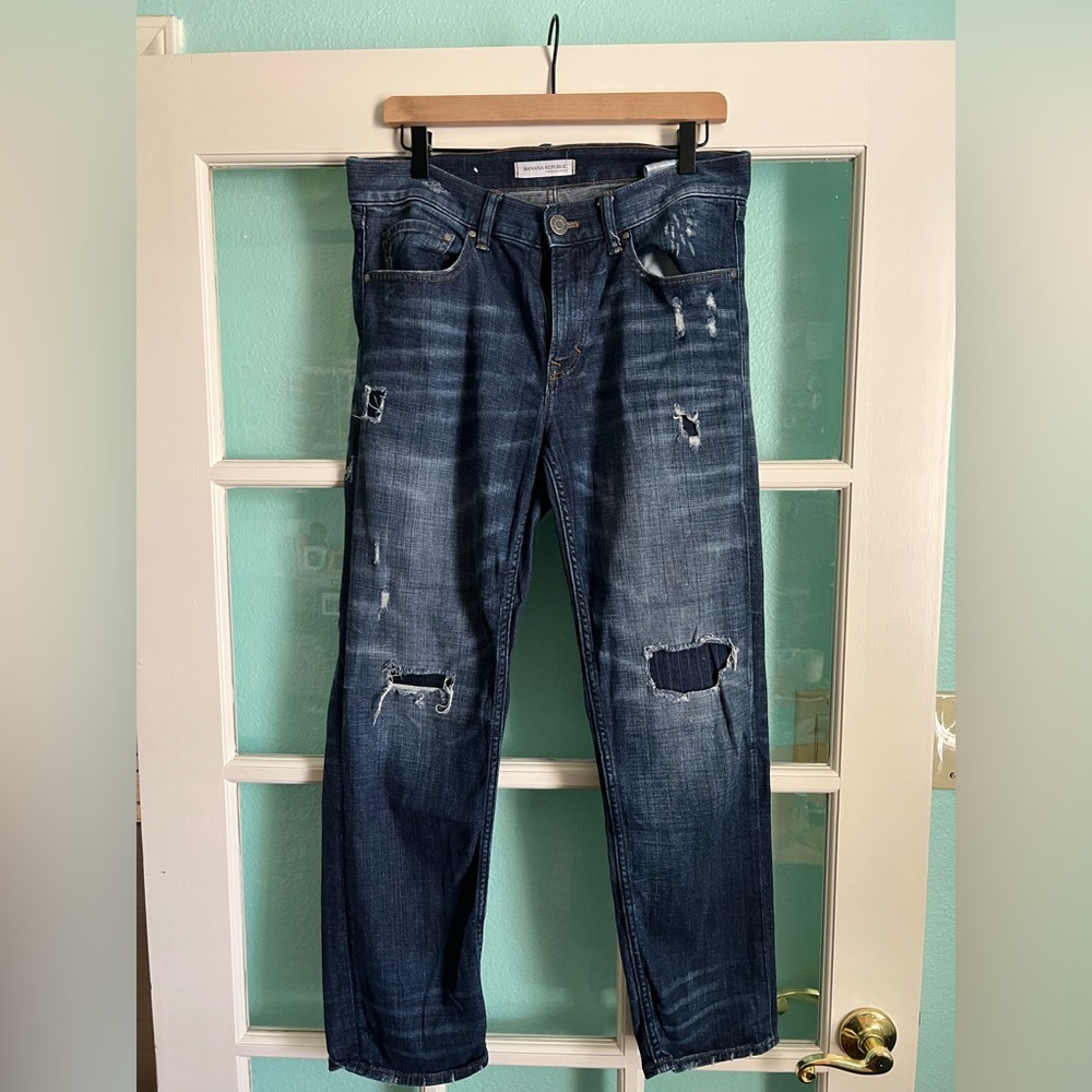 Distressed Blue Jeans